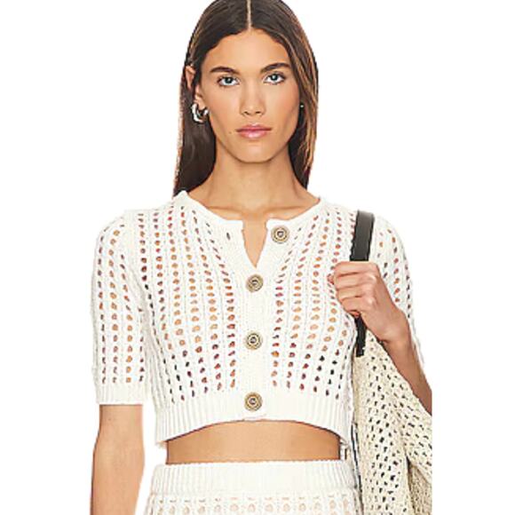 525 America Adele Cropped Short Sleeves Cardi Chalk size S - Picture 1 of 14